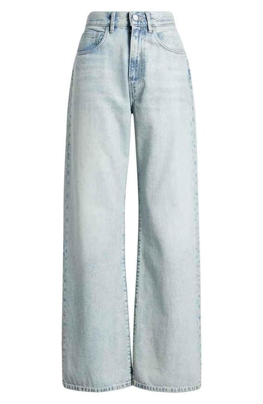 High-Waisted Light Wash Wide-Leg Jeans