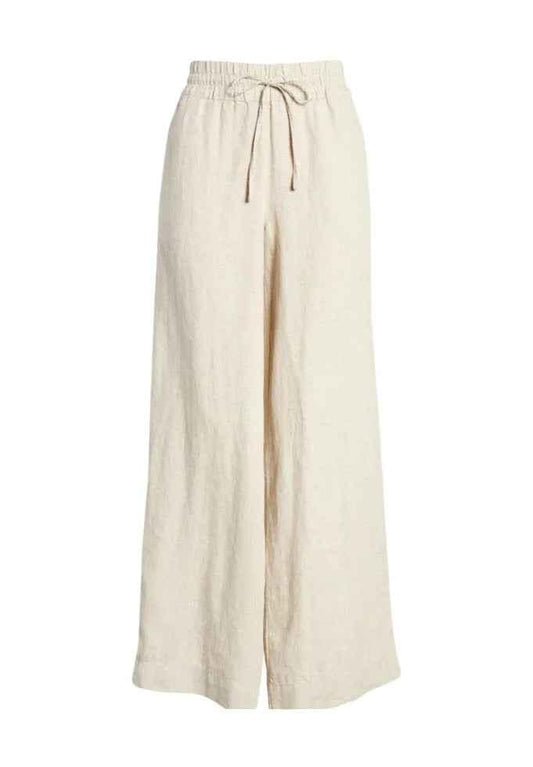 Linen Wide-Leg Drawstring Pants