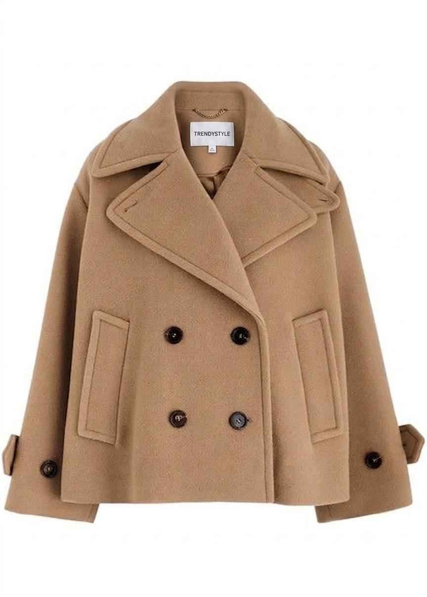 Double-Breasted Cropped Pea Coat
